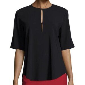 Theory Sz S women Blouse Antazie Keyhole Short Sleeve Black Capsule Minimalist